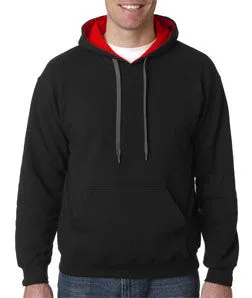 185C00 Gildan Adult Heavy BlendContrast Hooded Sweatshirt Black/ Red