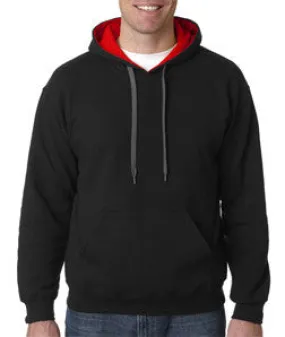 185C00 Gildan Adult Heavy BlendContrast Hooded Sweatshirt Black/ Red
