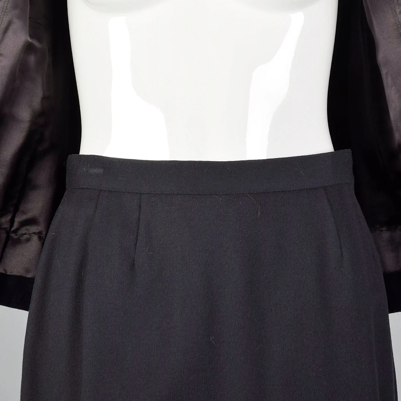 1960s Gray Wool Skirt Suit with Green Velvet Trim