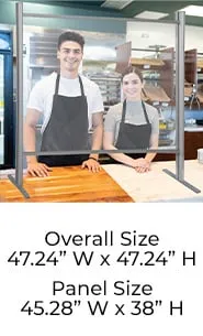 47.24" W x 47.24" H Adjustable Aluminum Frame Acrylic Countertop Sneeze Guard