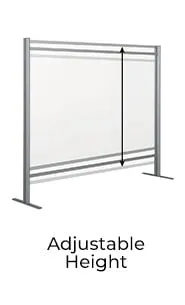 47.24" W x 47.24" H Adjustable Aluminum Frame Acrylic Countertop Sneeze Guard
