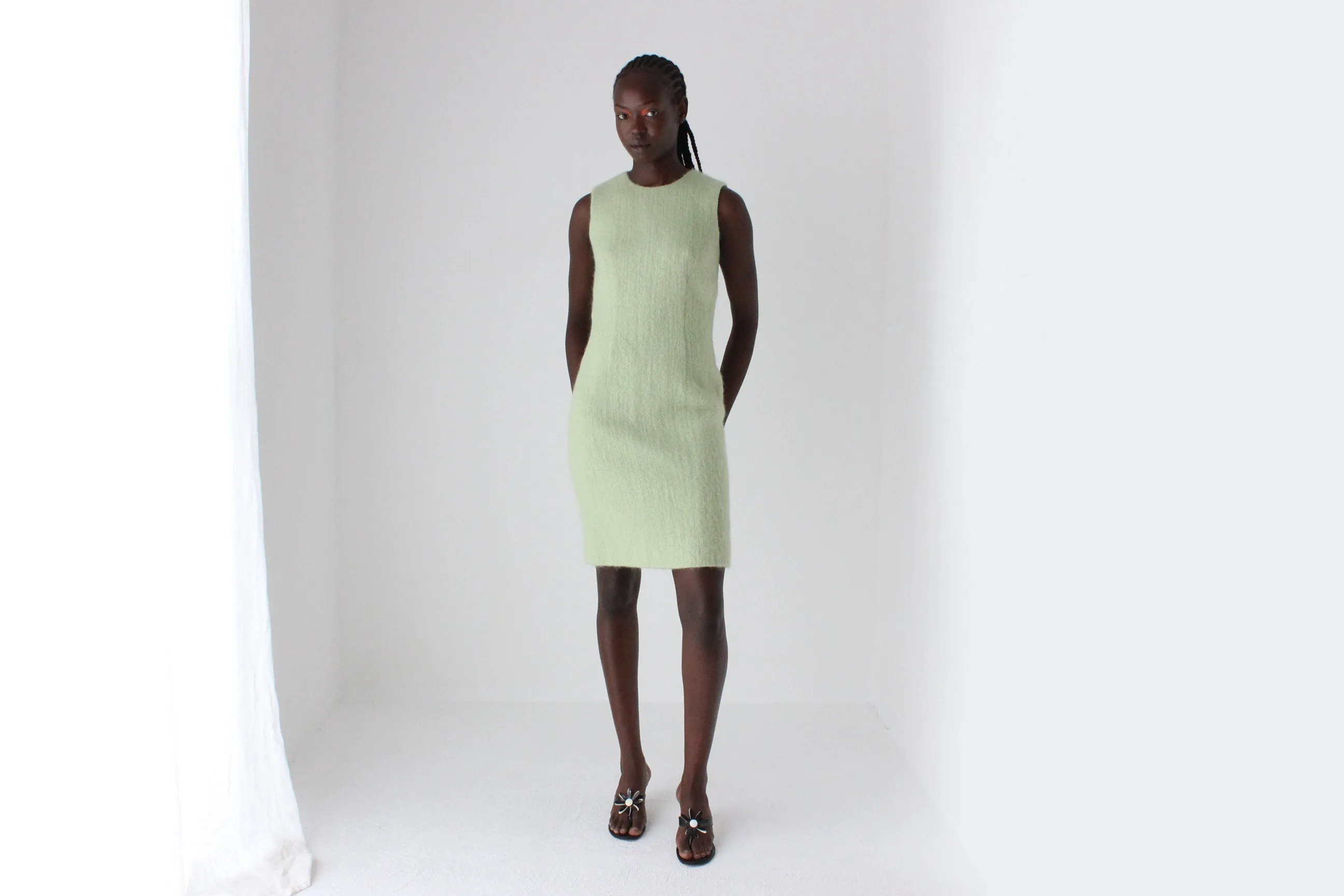 90s MOSCHINO Mohair & Wool Textured Shift Dress