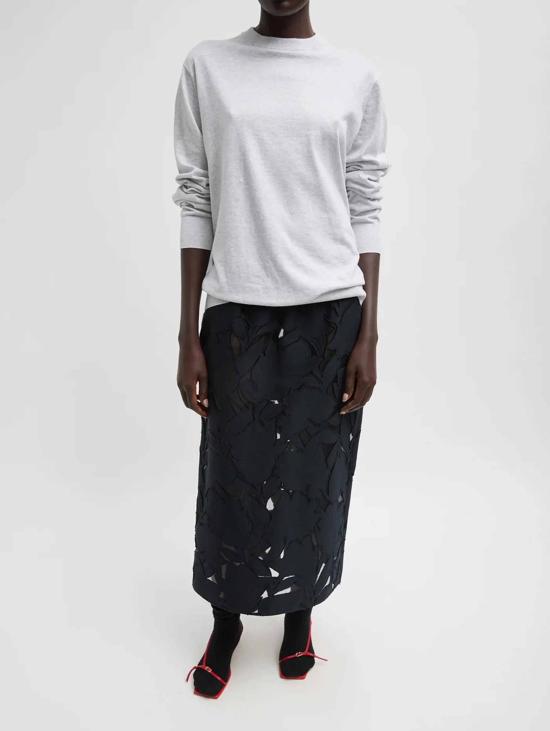 Adelle Fil Coupe Pencil Skirt in Black