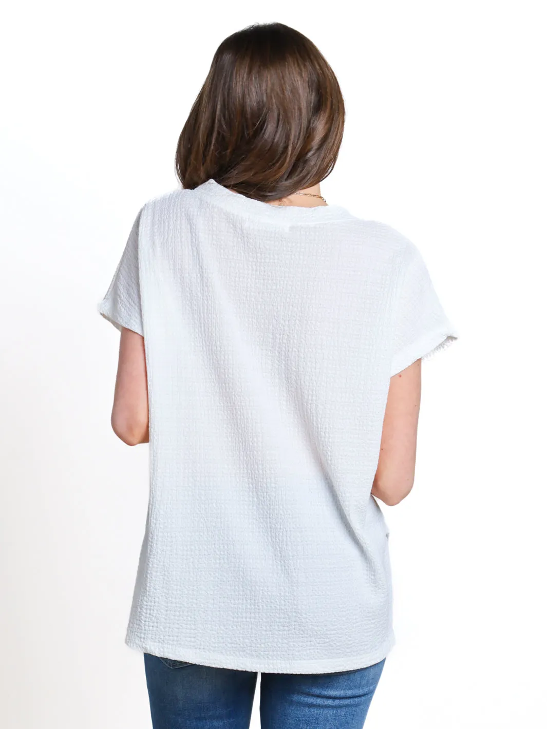All We Do Split Hem V-Neck Top