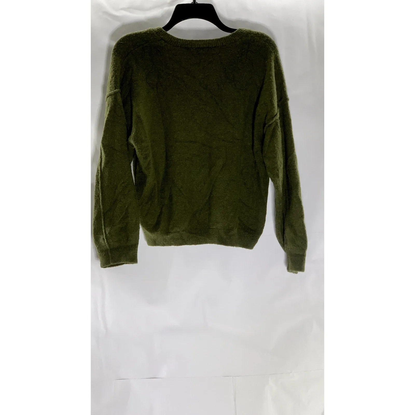ASOS Women's Olive Green V-Neck Pullover Knit Dropped Shoulder Sweater SZ 2