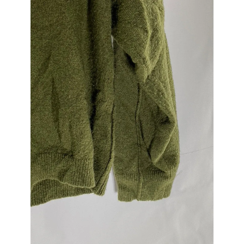 ASOS Women's Olive Green V-Neck Pullover Knit Dropped Shoulder Sweater SZ 2