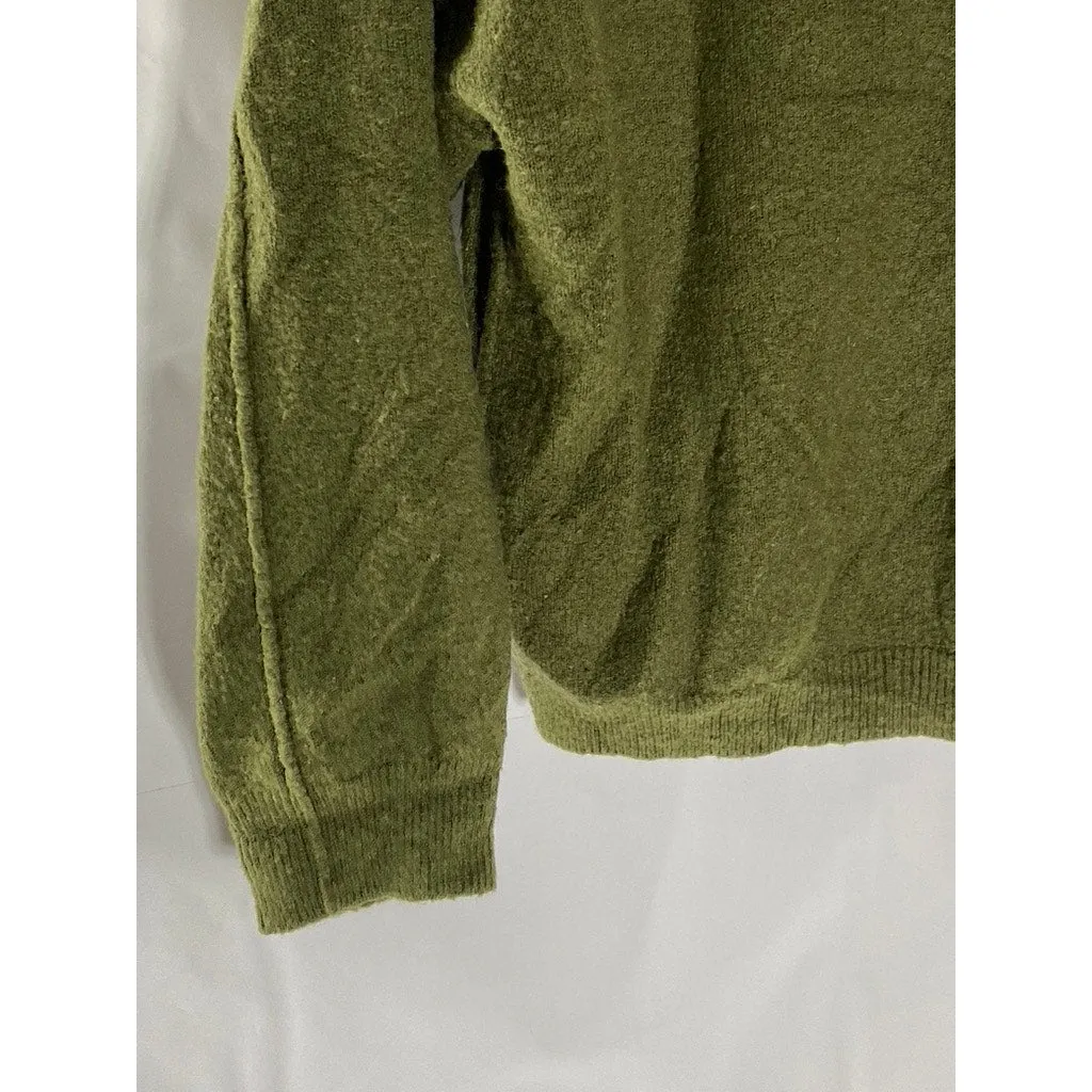 ASOS Women's Olive Green V-Neck Pullover Knit Dropped Shoulder Sweater SZ 2