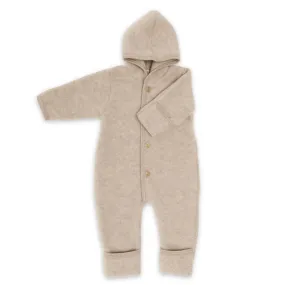 Baby Wollfleece Overall mit Kapuze "sand melange"
