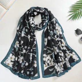 Black Floral Scarf For Women