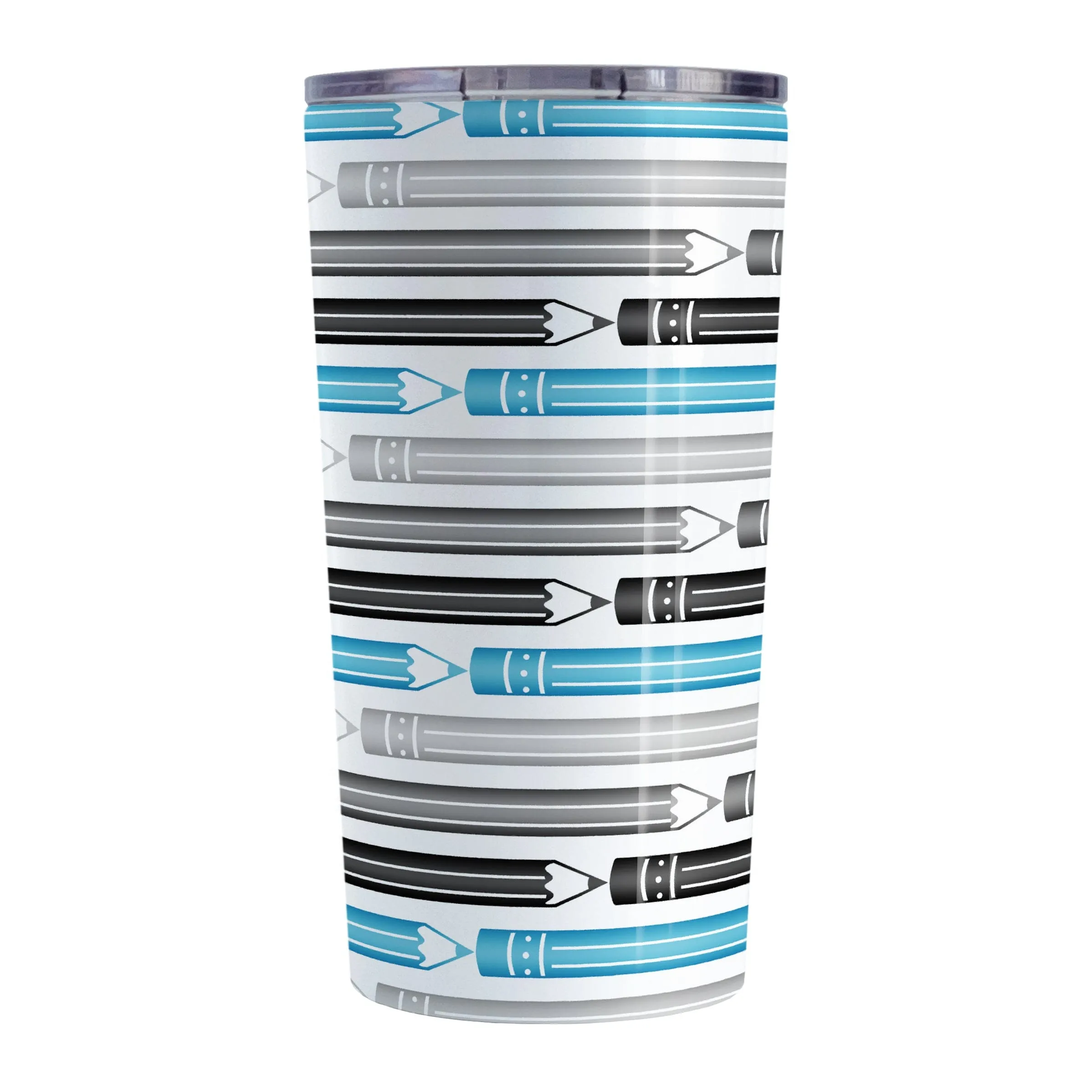 Blue Gray Black Pencils Pattern Tumbler Cup