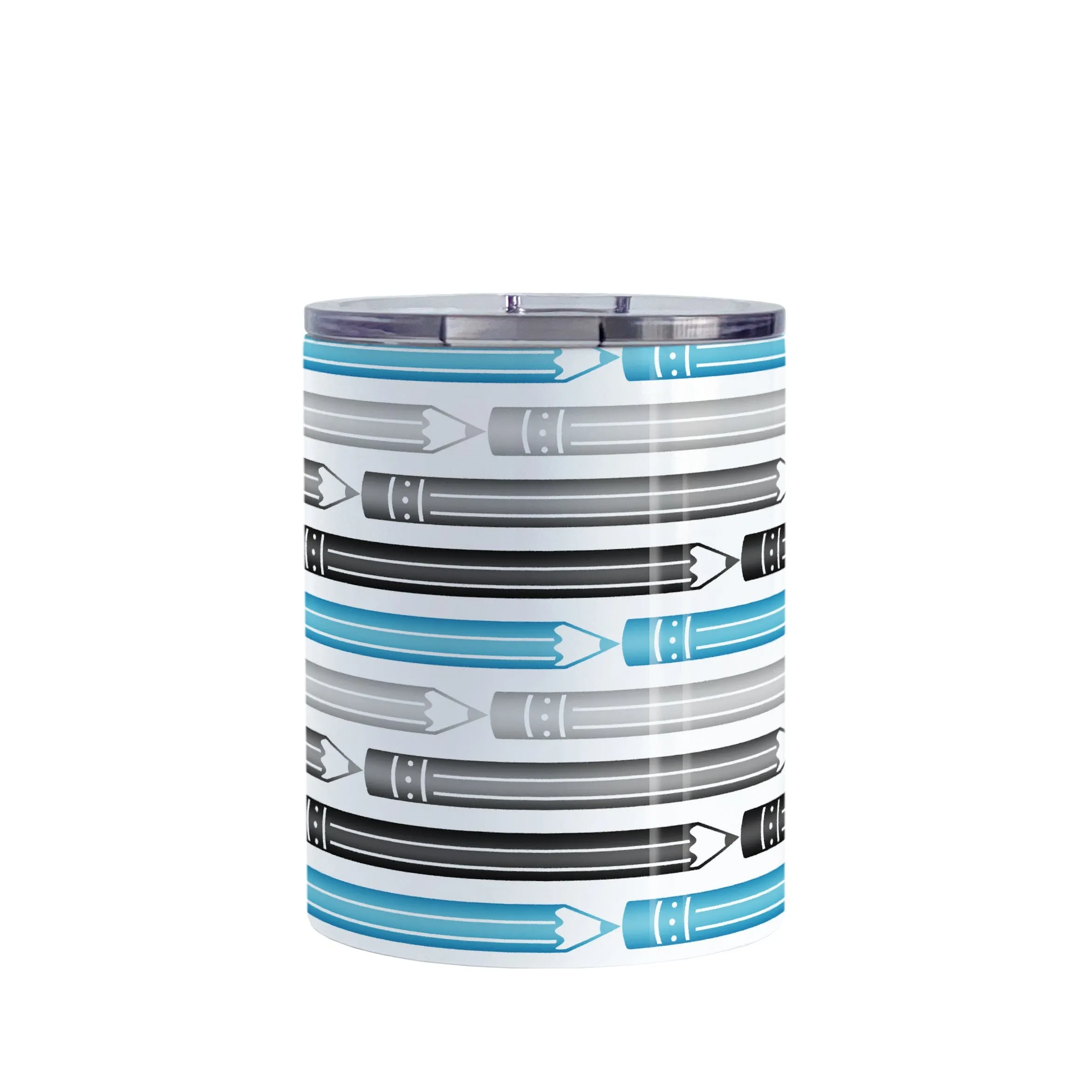 Blue Gray Black Pencils Pattern Tumbler Cup