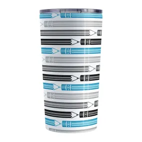 Blue Gray Black Pencils Pattern Tumbler Cup