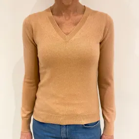 Blush Pink Cashmere V Neck Jumper Small