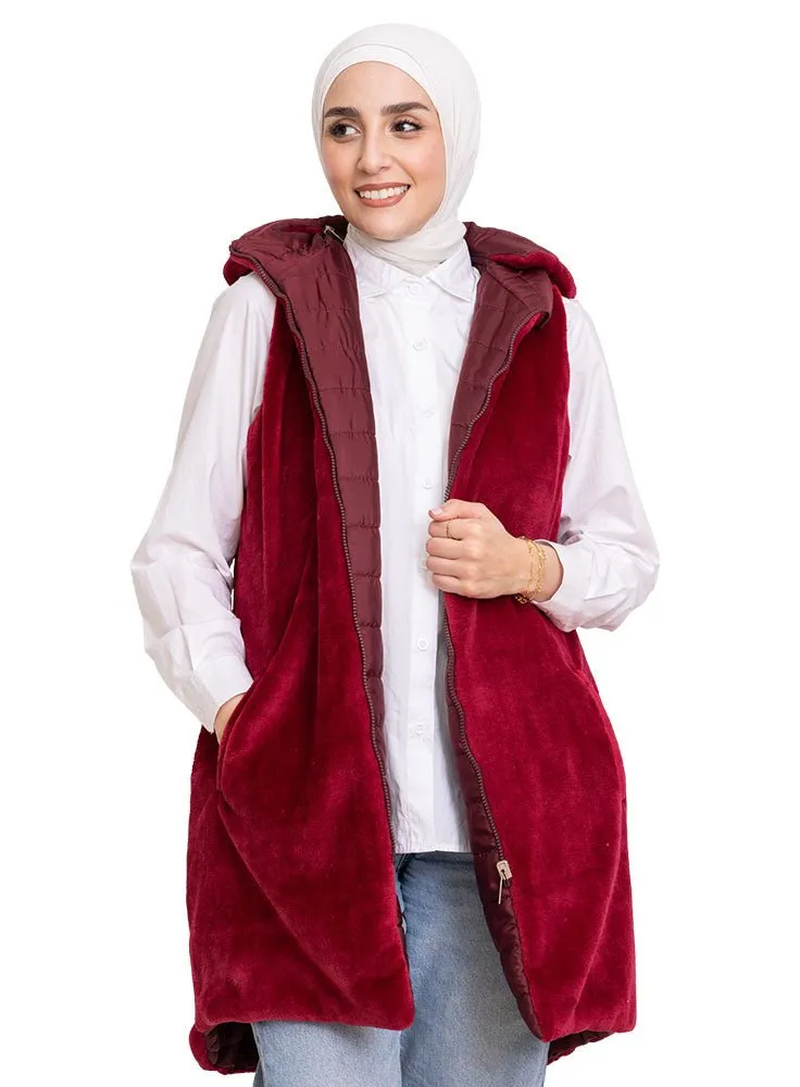 Brick Red L-Cut Double Face Jacket