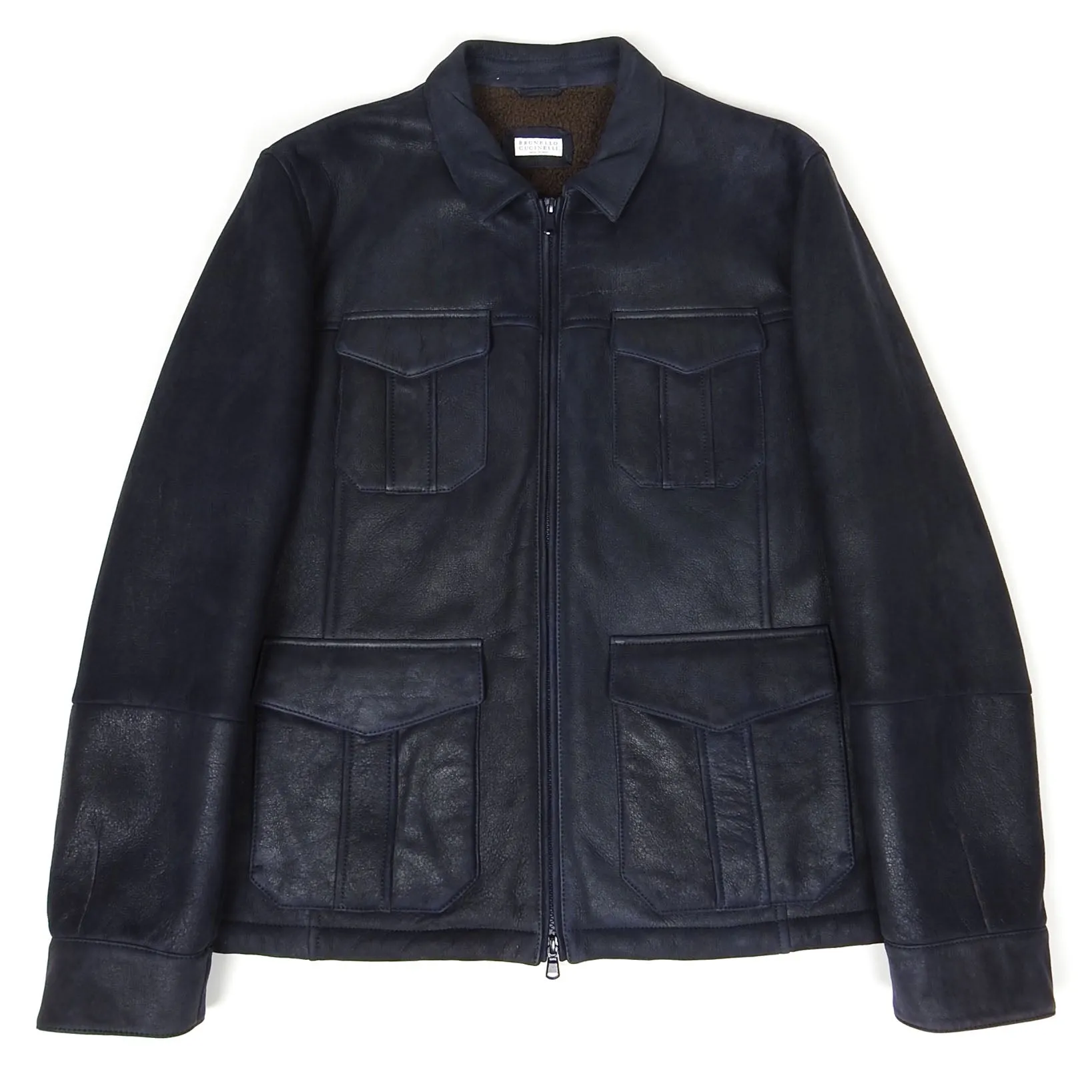 Brunello Cucinelli Navy Shearling Jacket Size Medium