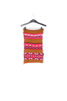 Camel, red and white scarf with inside-out look