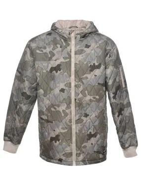 Camouflage Print Puffer Jacket - L