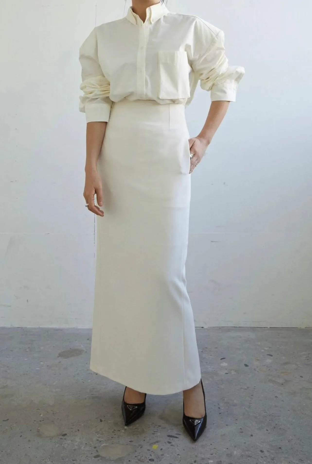 Carter Pencil Skirt | Cream