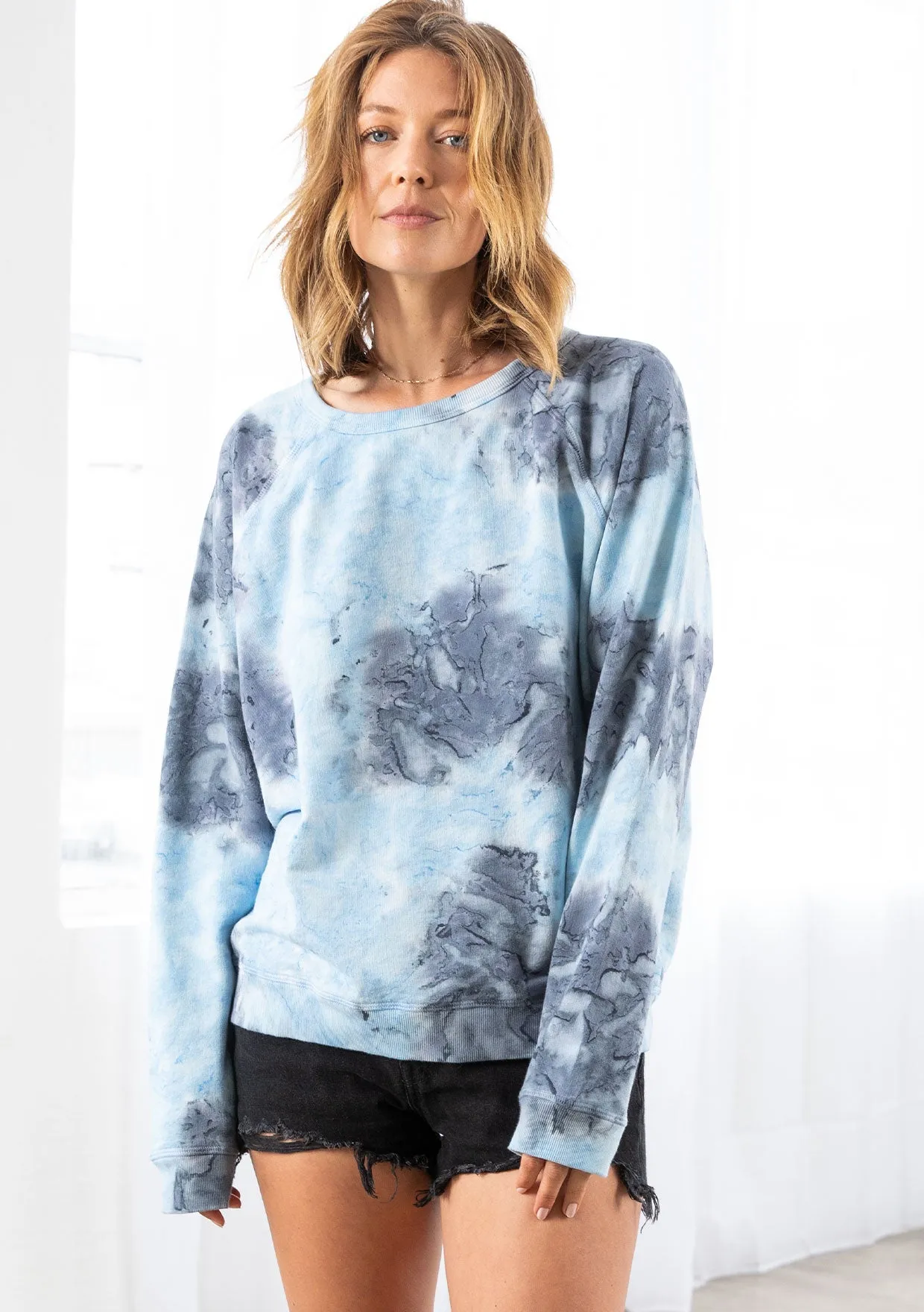 Cloud Tie Dye Crew Neck Pullover Sweater