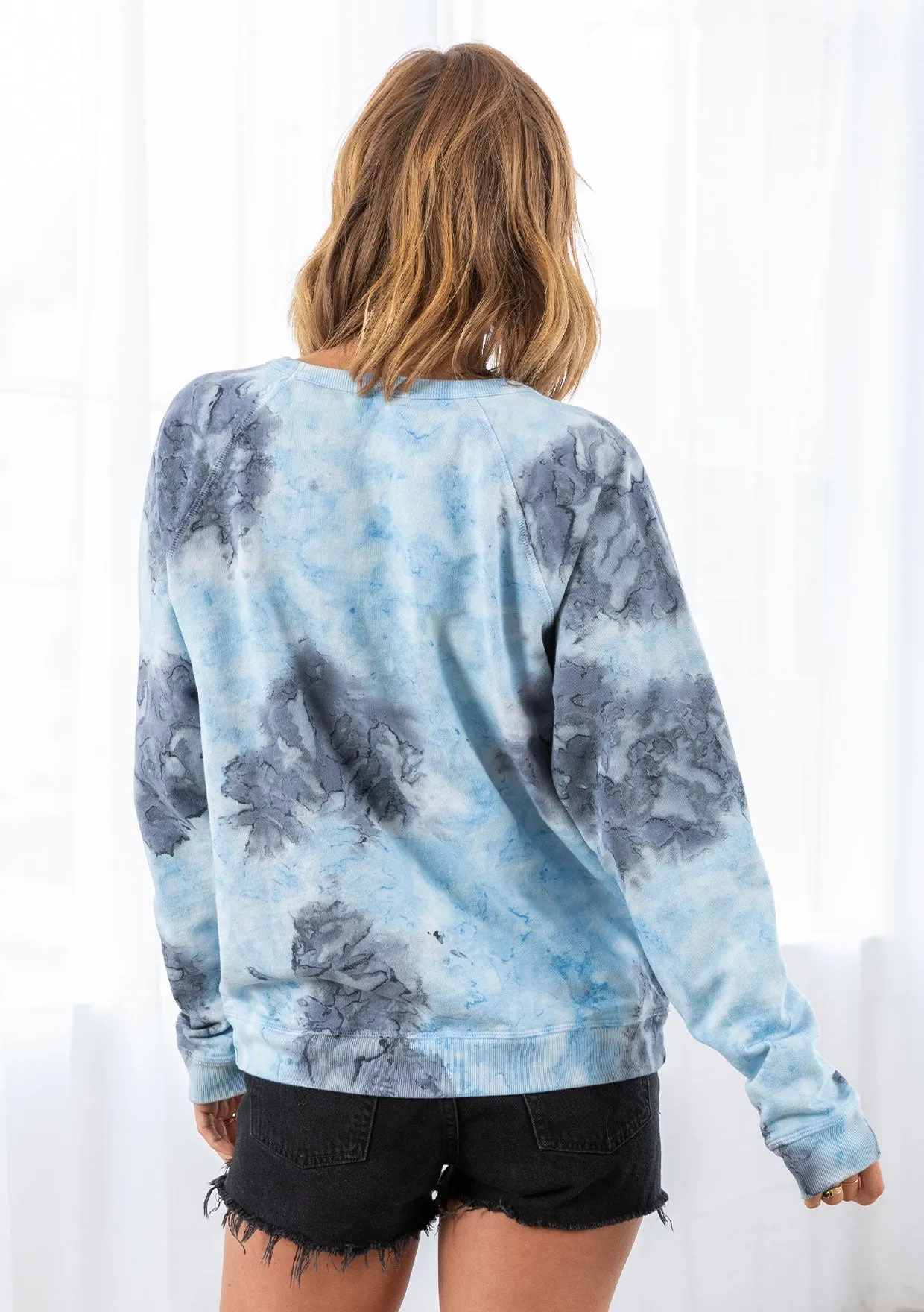 Cloud Tie Dye Crew Neck Pullover Sweater