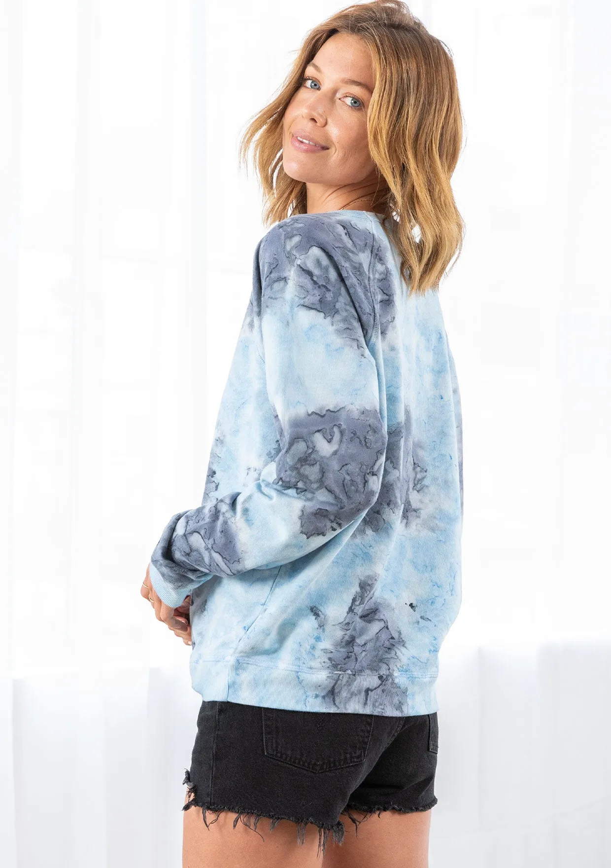 Cloud Tie Dye Crew Neck Pullover Sweater