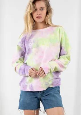 Cloud Tie Dye Crew Neck Pullover Sweater