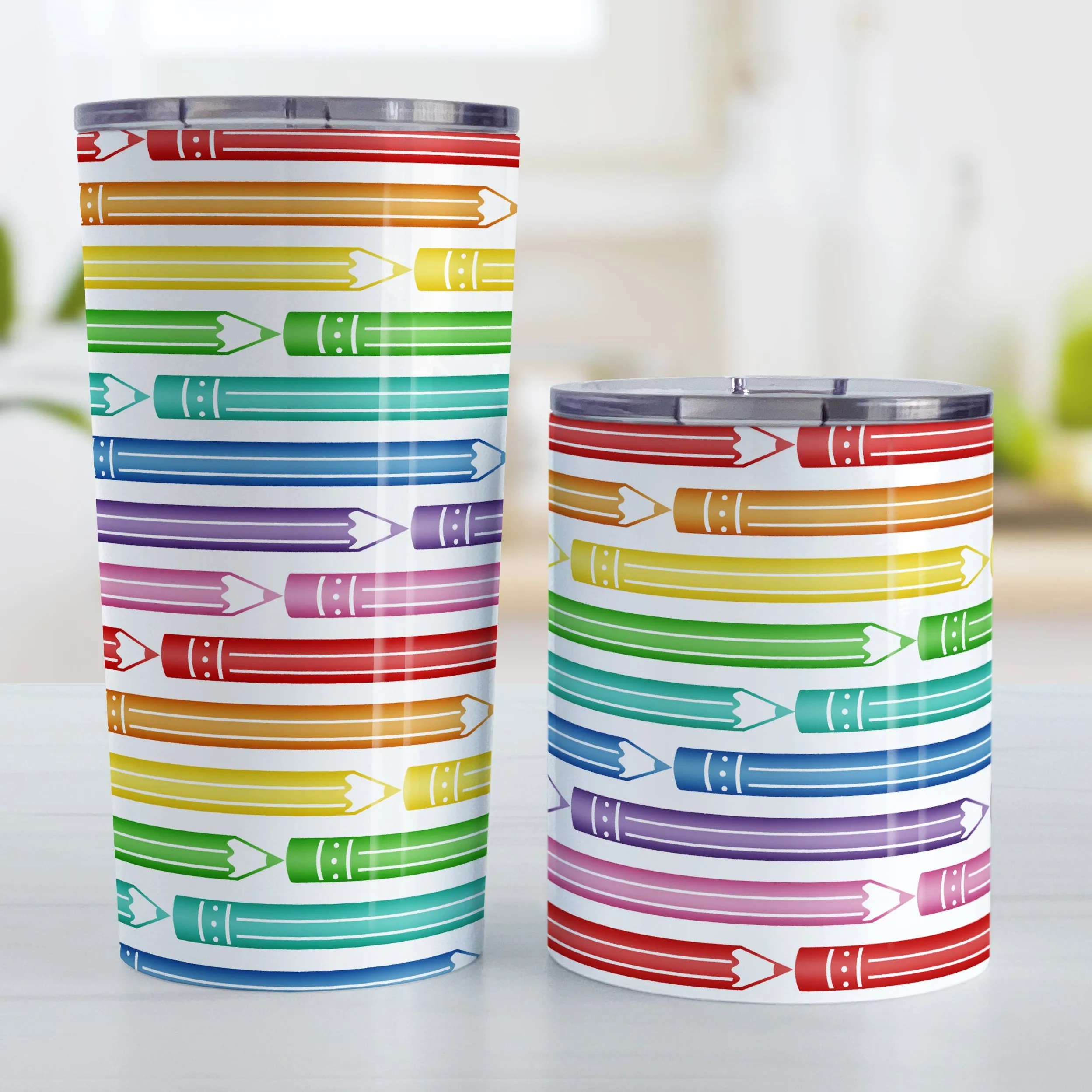 Colored Pencils Pattern Tumbler Cup
