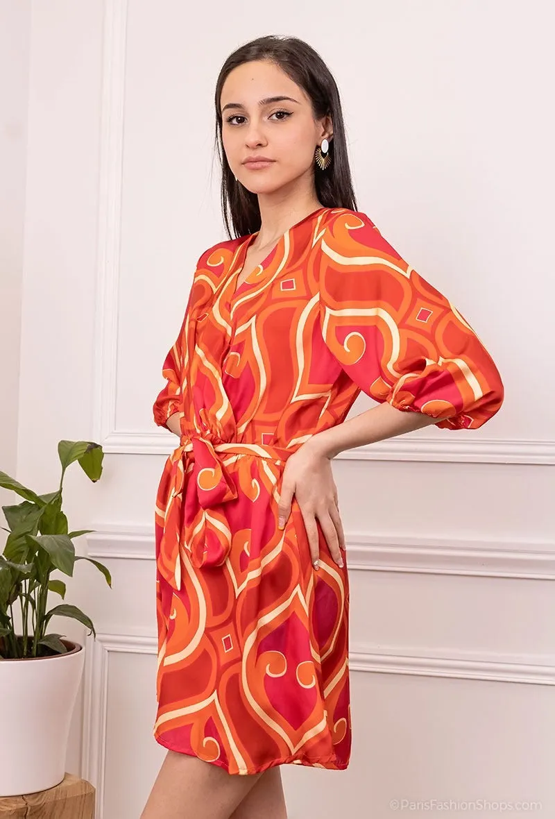 COMBISHORT A IMPRIME FLEURS ROUGE