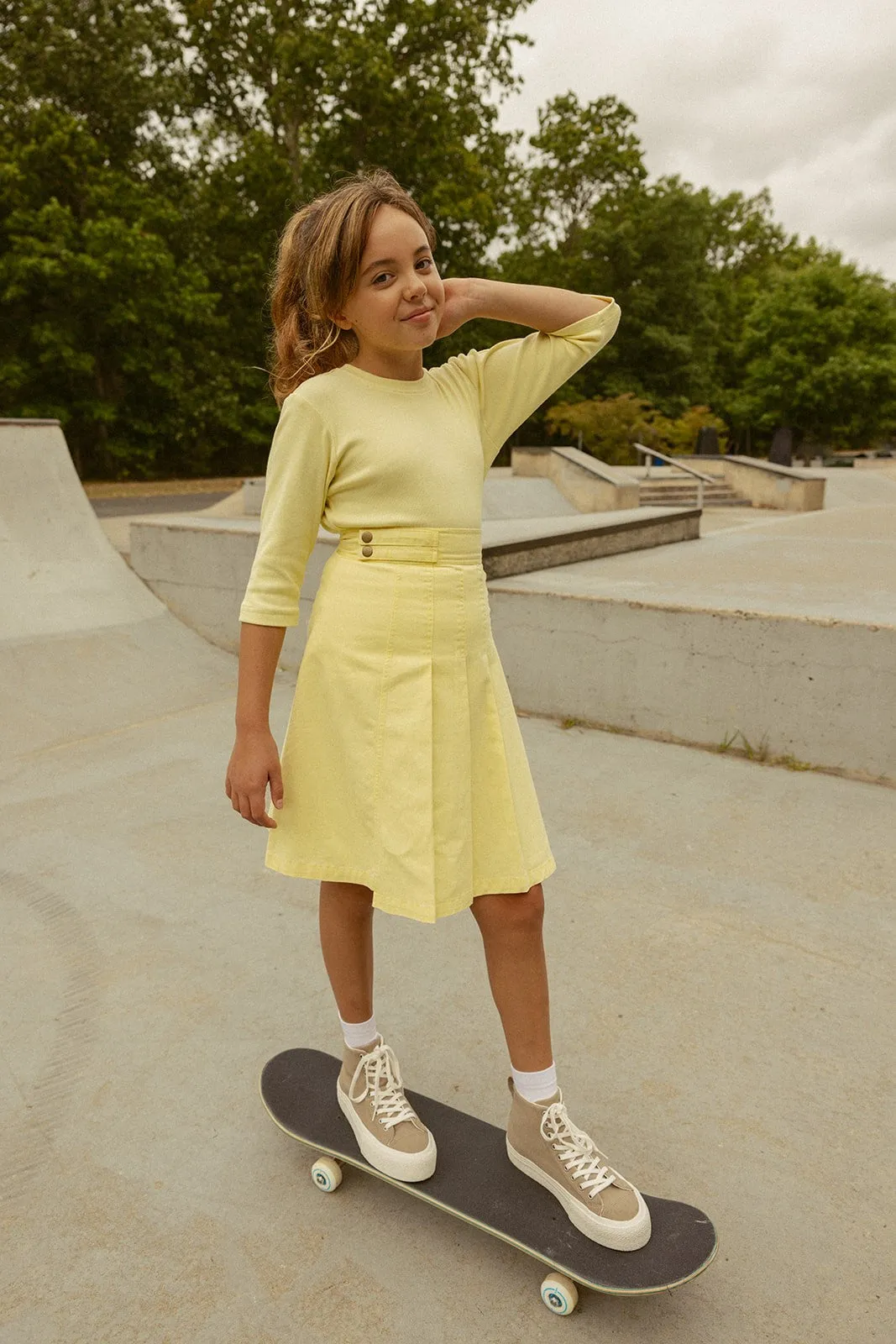 Crew Kids Half Pleat Skirt Yellow