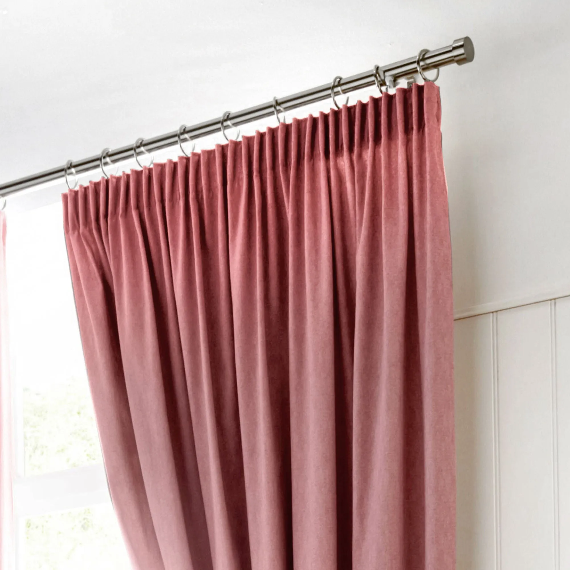 Dijon Pair of Pencil Pleat Curtains by Fusion in Blush