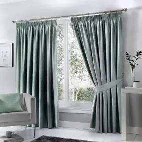 Dijon Pair of Pencil Pleat Curtains by Fusion in Duck Egg