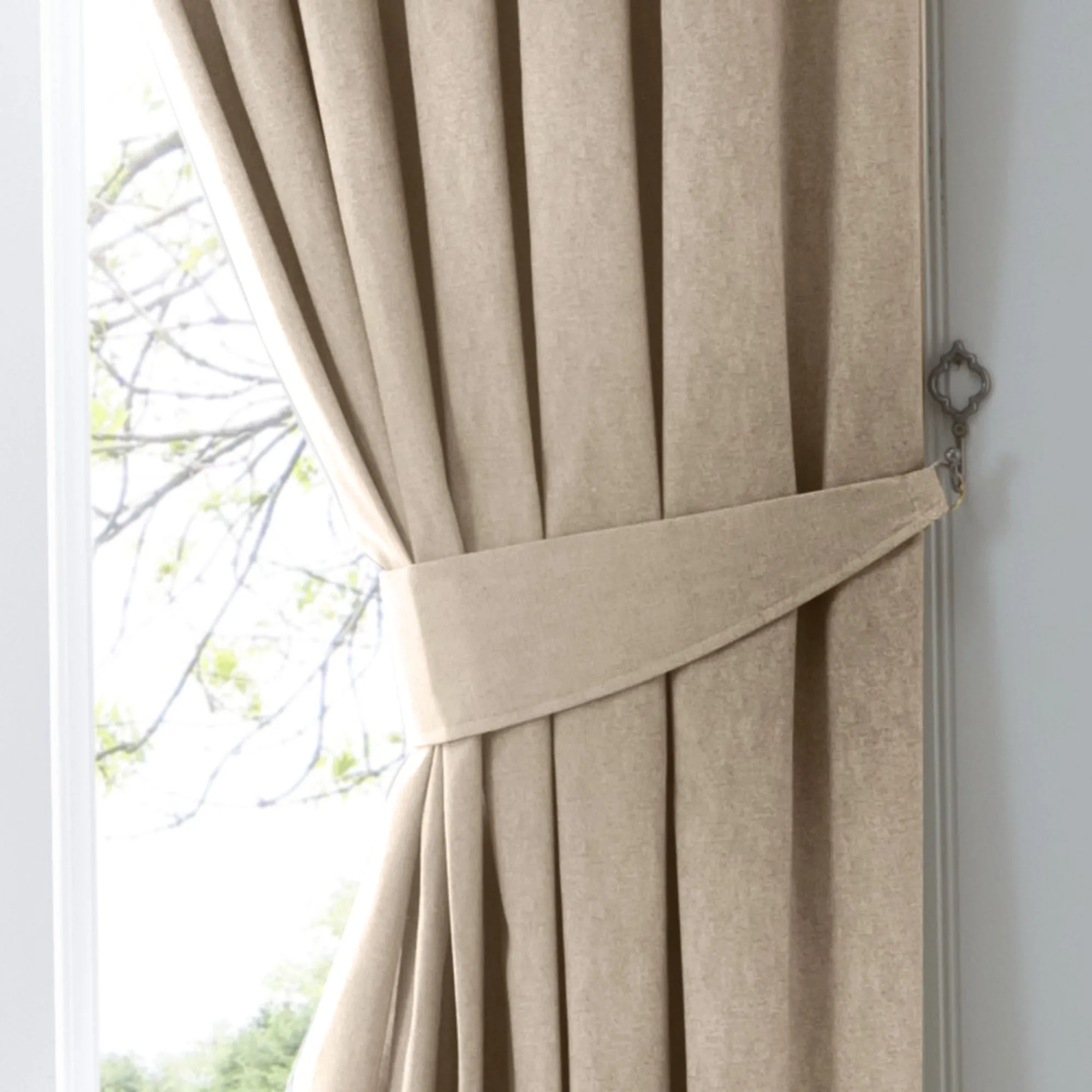 Dijon Pair of Pencil Pleat Curtains by Fusion in Natural