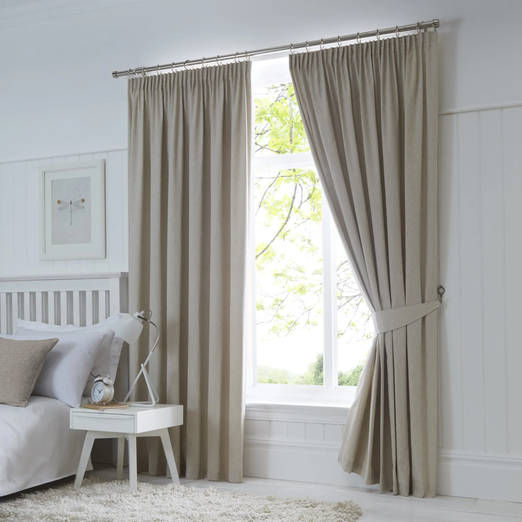 Dijon Pair of Pencil Pleat Curtains by Fusion in Natural