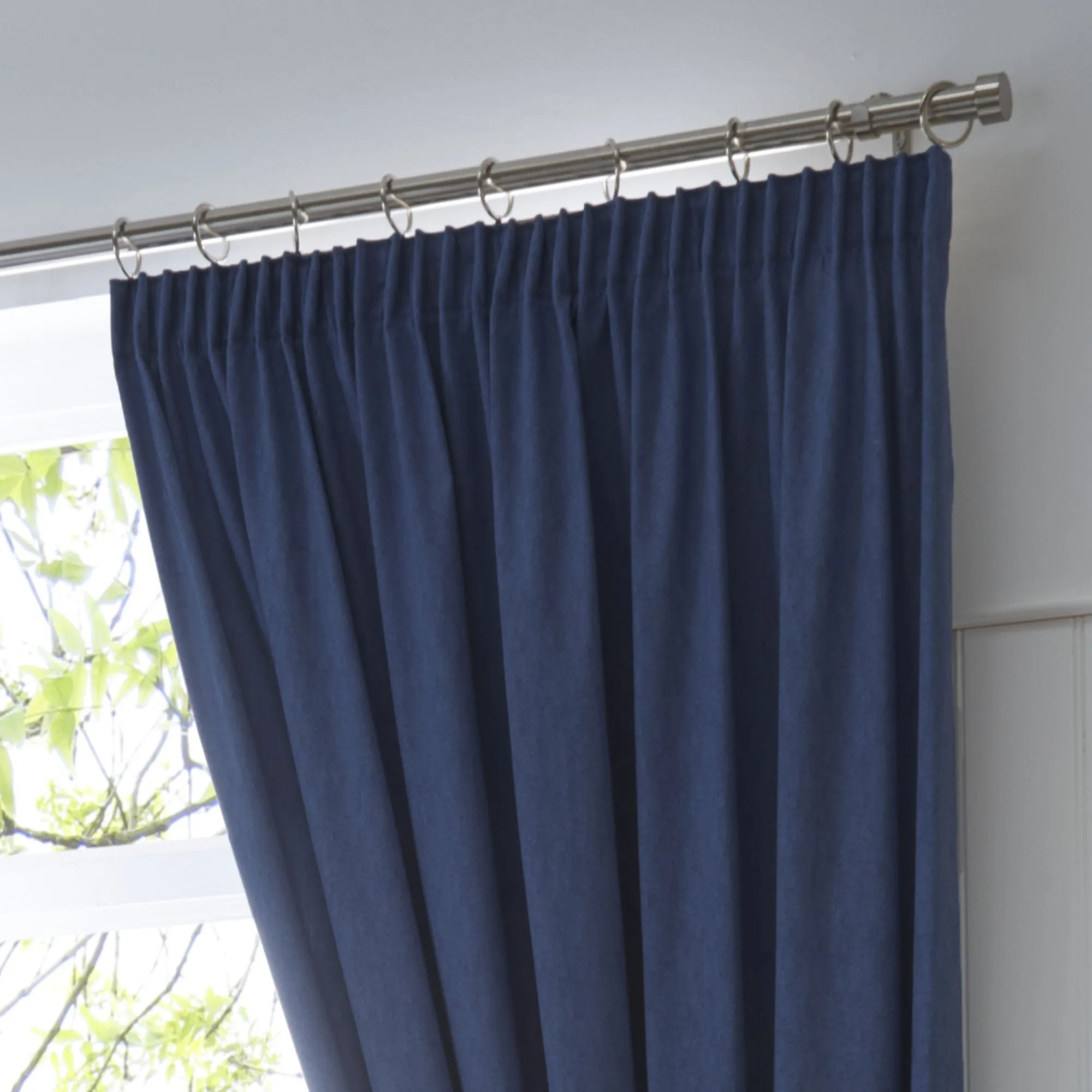 Dijon Pair of Pencil Pleat Curtains by Fusion in Navy