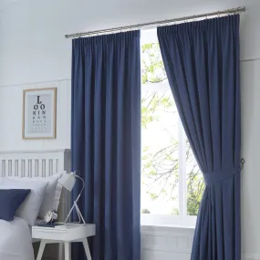 Dijon Pair of Pencil Pleat Curtains by Fusion in Navy