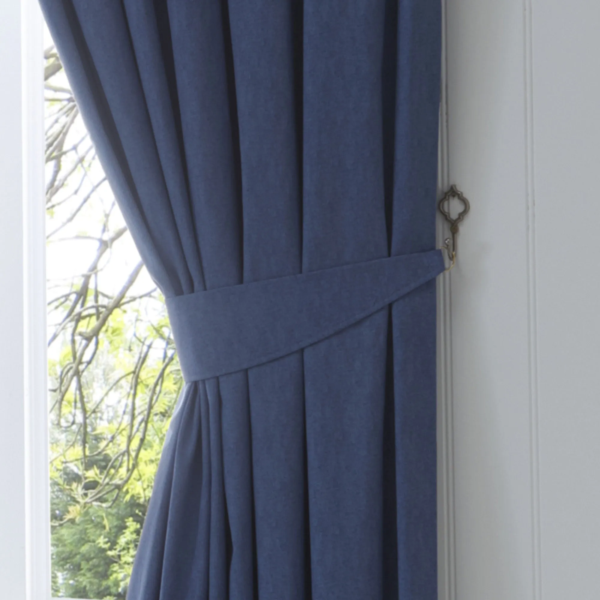 Dijon Pair of Pencil Pleat Curtains by Fusion in Navy