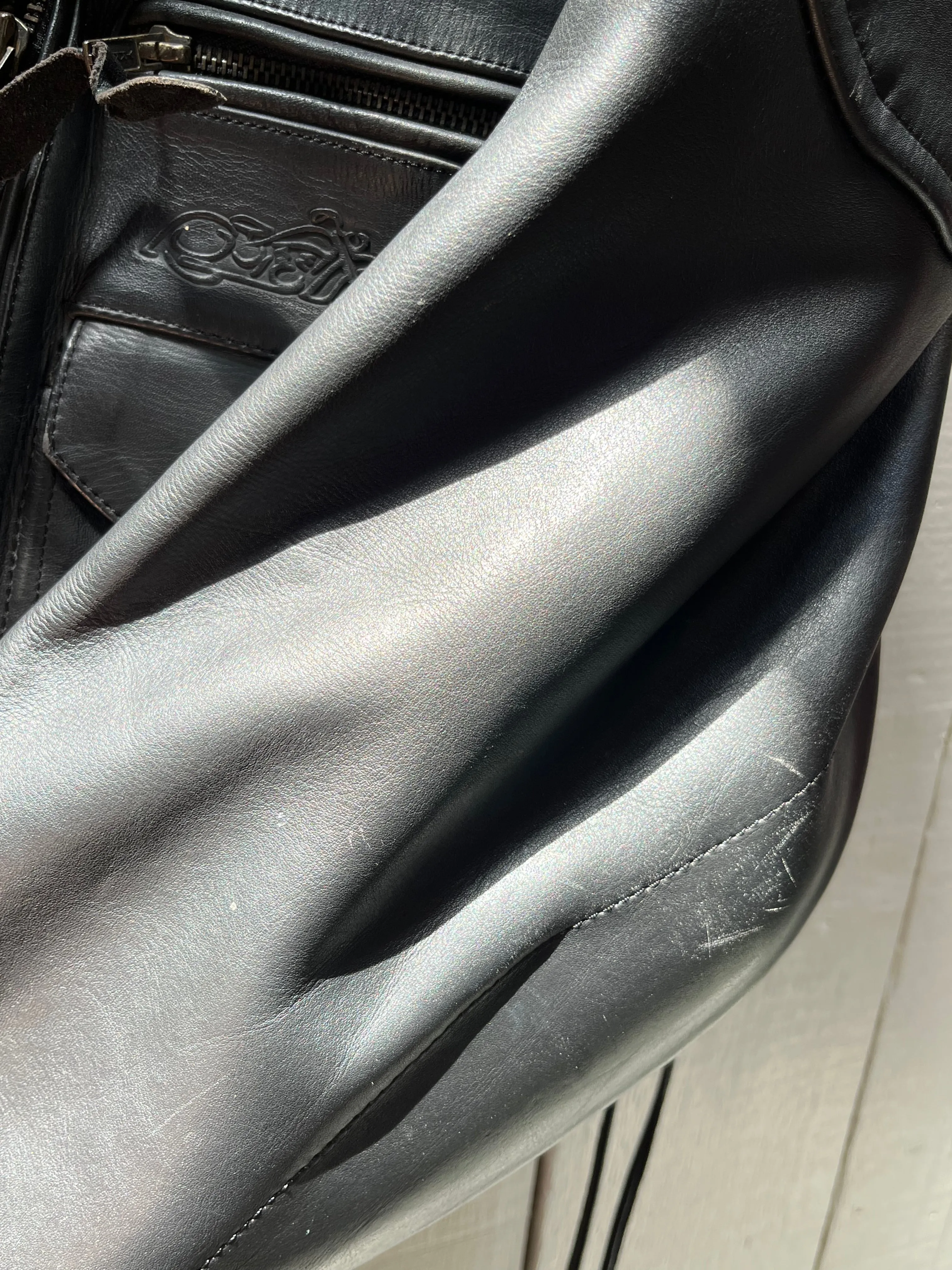 Easy Riders Black Leather Moto Jacket, Size Large