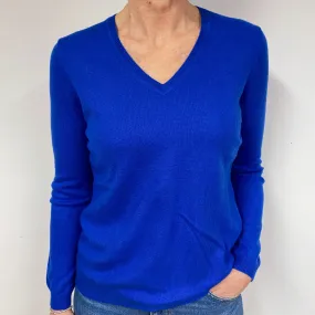 Electric Blue Cashmere V-Neck Jumper Medium