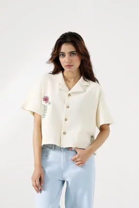 EMBROIDERED TEXTURED KNITTED TOP