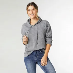 Esther Mini Cable Knit Hooded Top - Mid Heather Grey - Final Sale