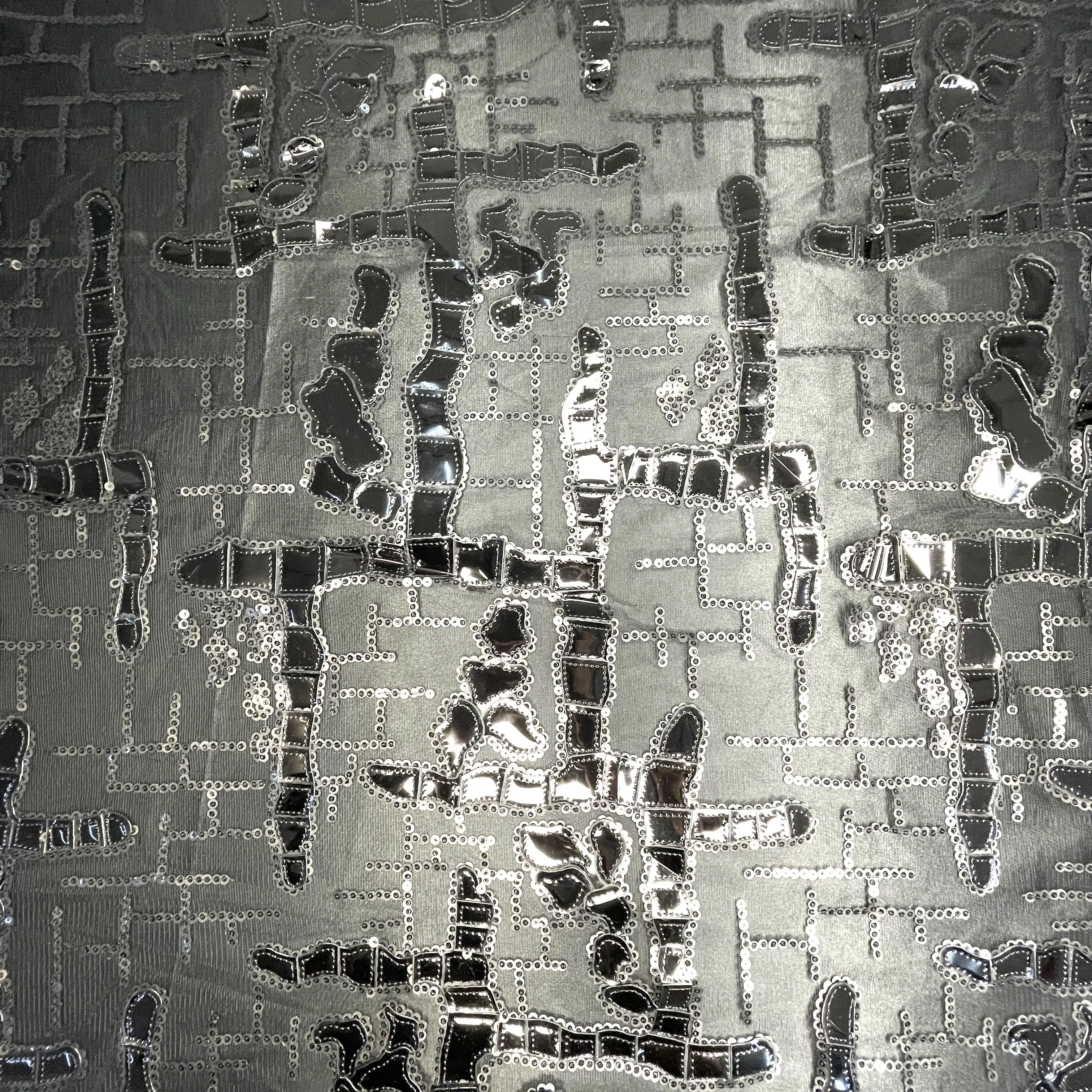 Exclusive Black Sequins Metallic Net Fabric