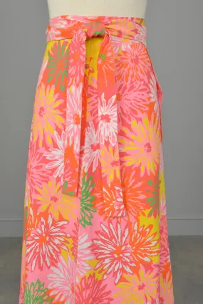 Flower Power 1970s Floral Print Wrap Maxi Skirt