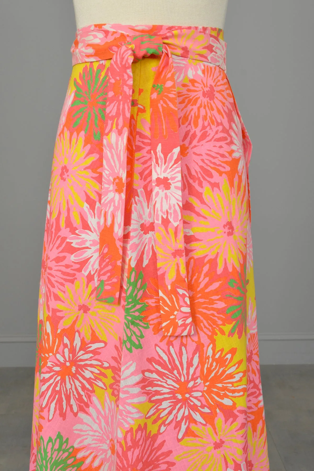 Flower Power 1970s Floral Print Wrap Maxi Skirt