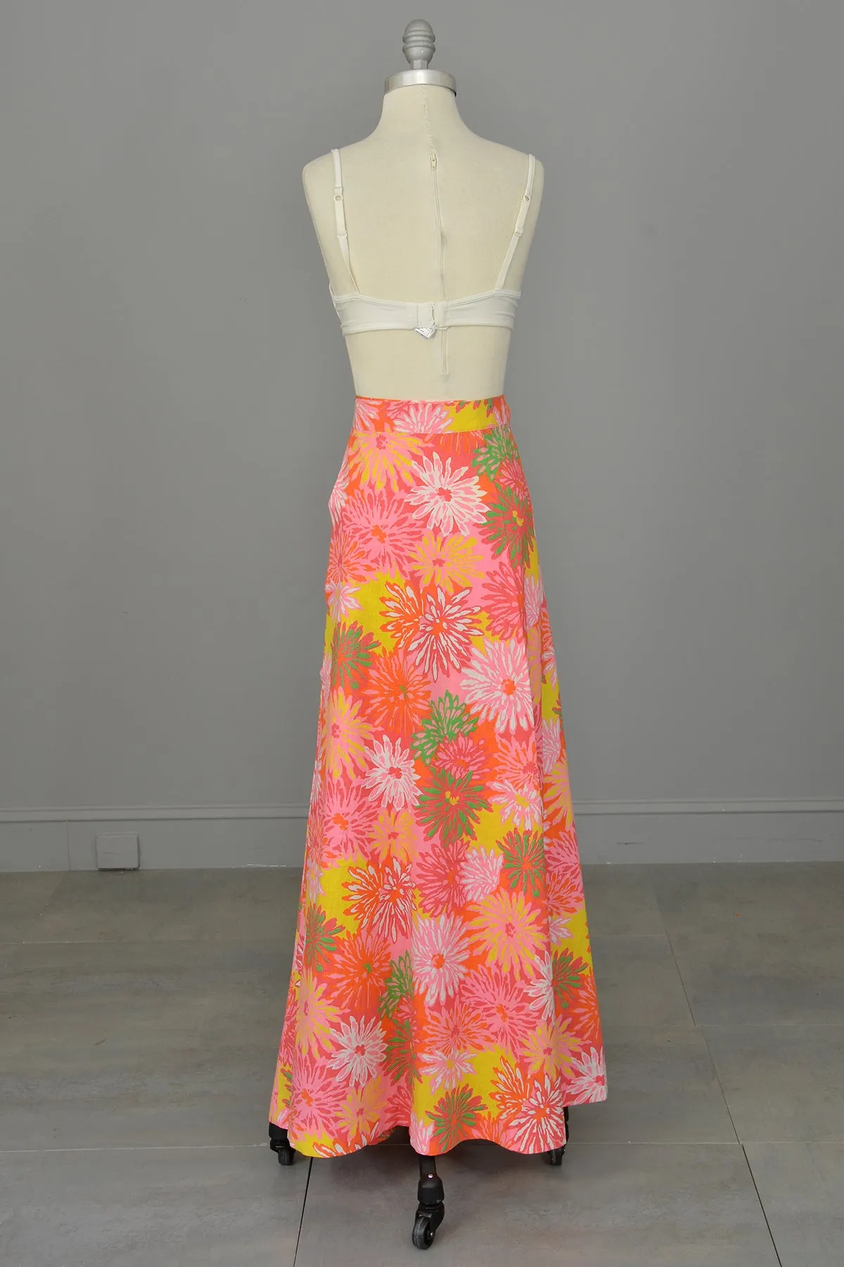 Flower Power 1970s Floral Print Wrap Maxi Skirt