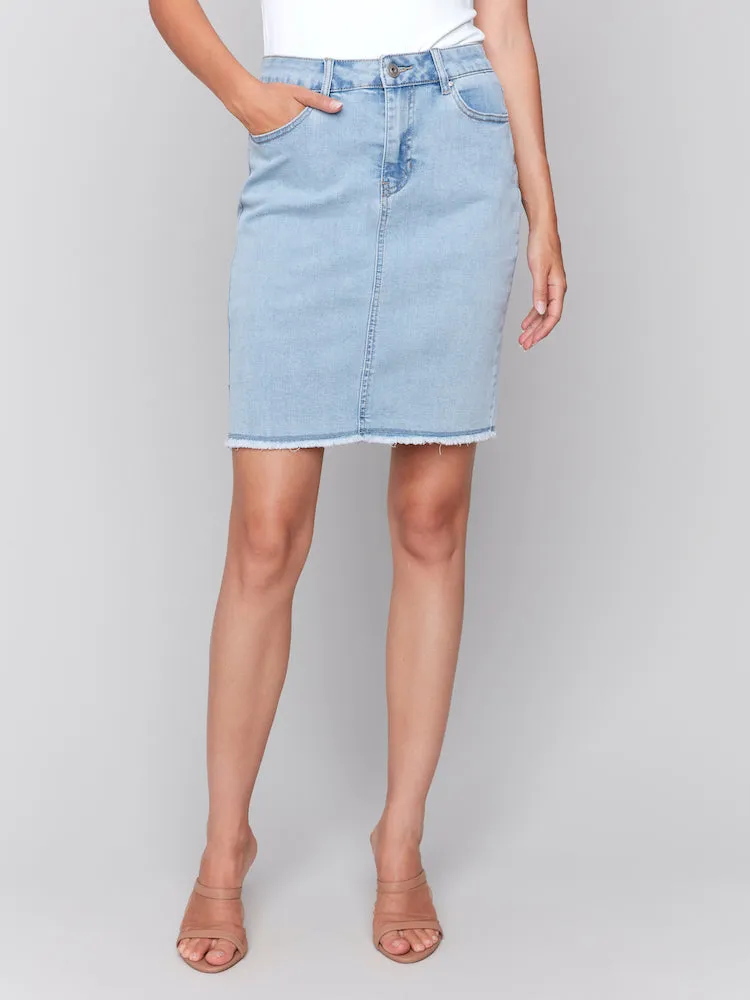 Frayed Hem Denim Skirt