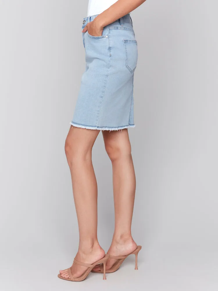 Frayed Hem Denim Skirt