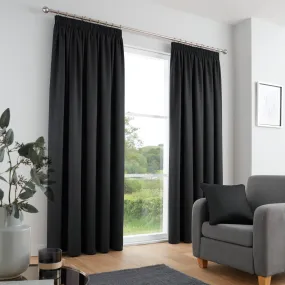 Galaxy Pair of Pencil Pleat Curtains by Fusion in Black