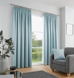 Galaxy Pair of Pencil Pleat Curtains by Fusion in Duck Egg