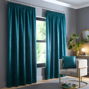 Galaxy Pair of Pencil Pleat Curtains by Fusion in Forest Green