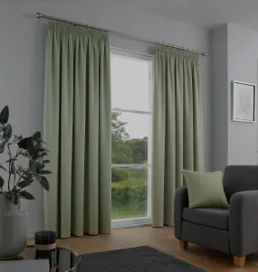 Galaxy Pair of Pencil Pleat Curtains by Fusion in Green